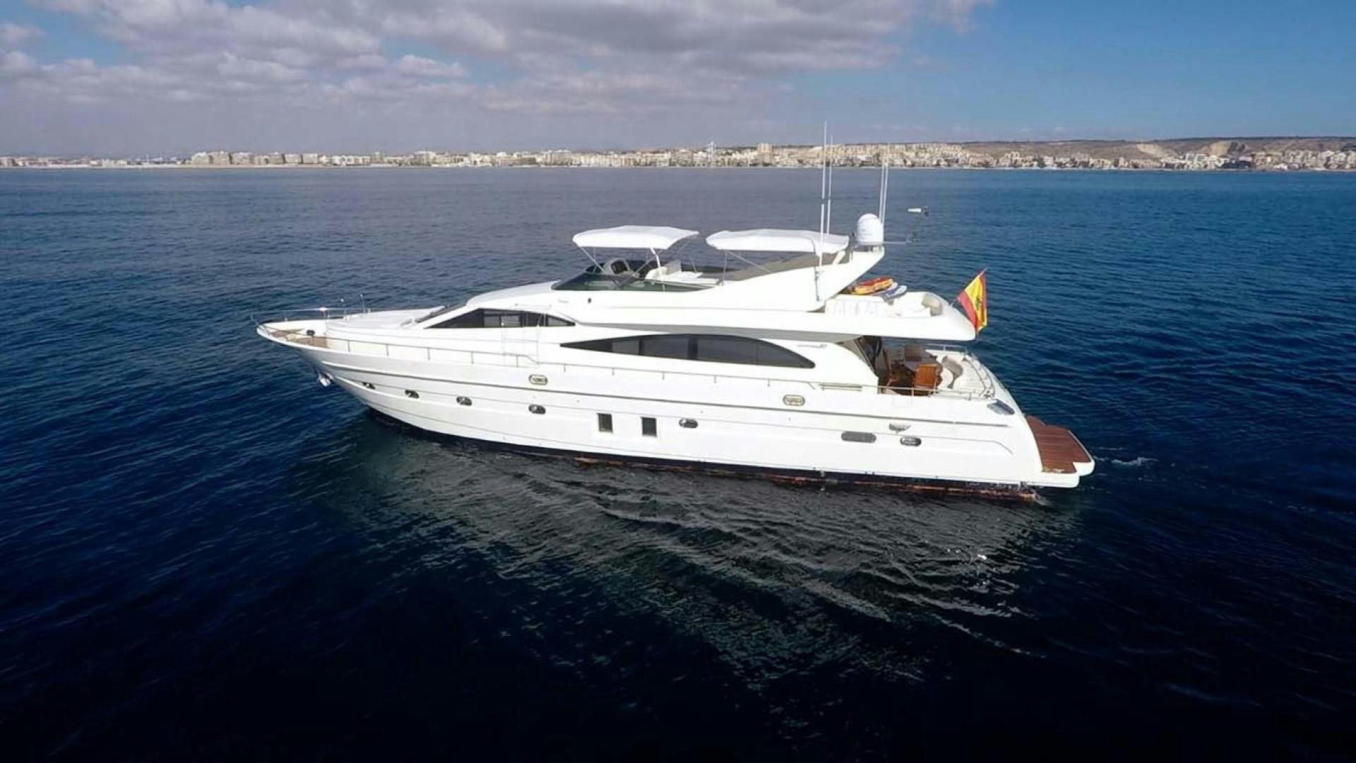 a white yacht in the water aboard HEMERA CUARTA Yacht for Sale