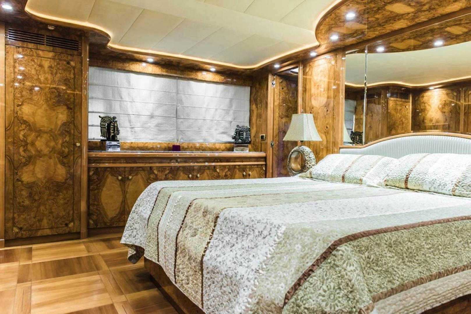 a large bedroom with a large bed aboard HEMERA CUARTA Yacht for Sale