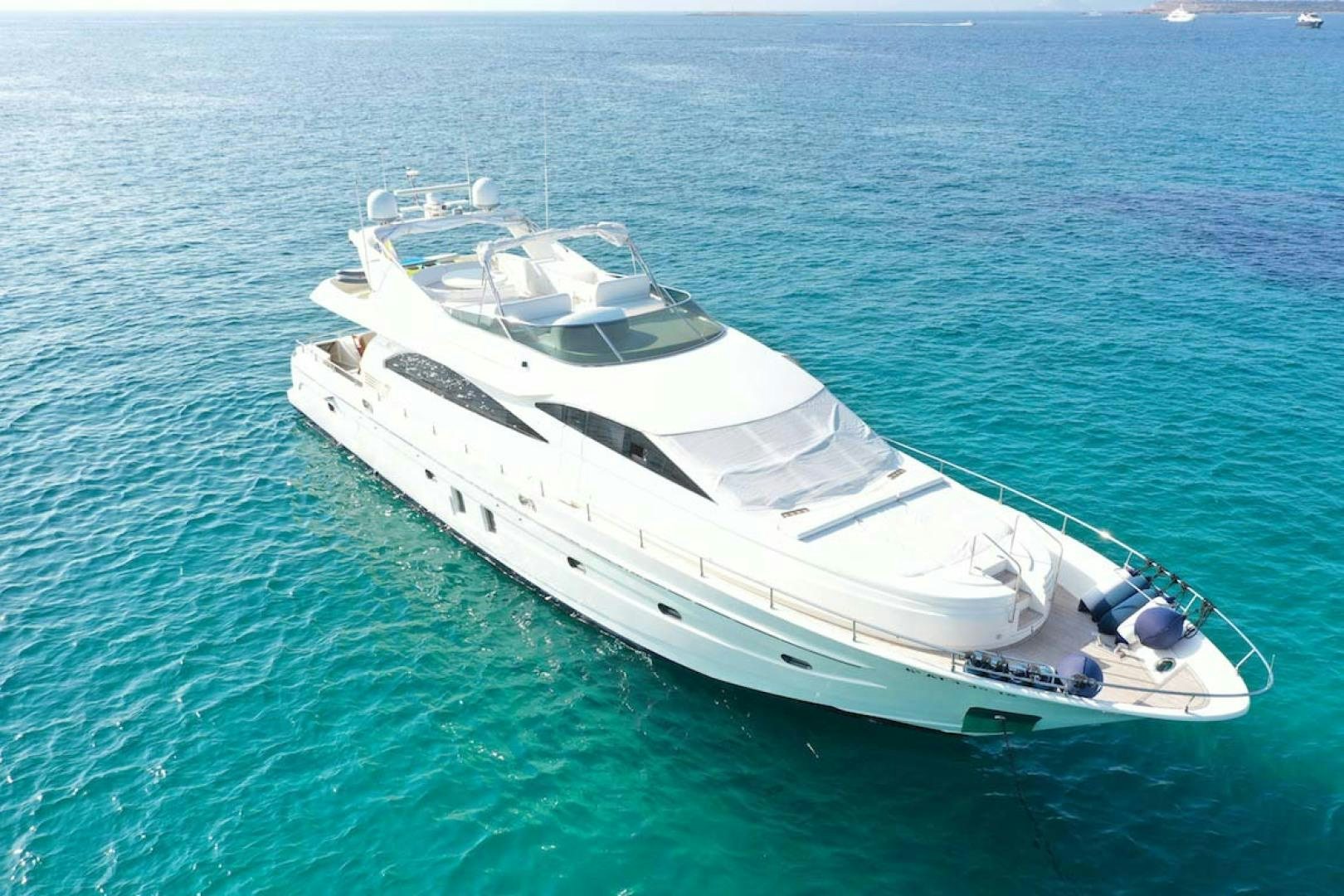 a white yacht in the water aboard HEMERA CUARTA Yacht for Sale