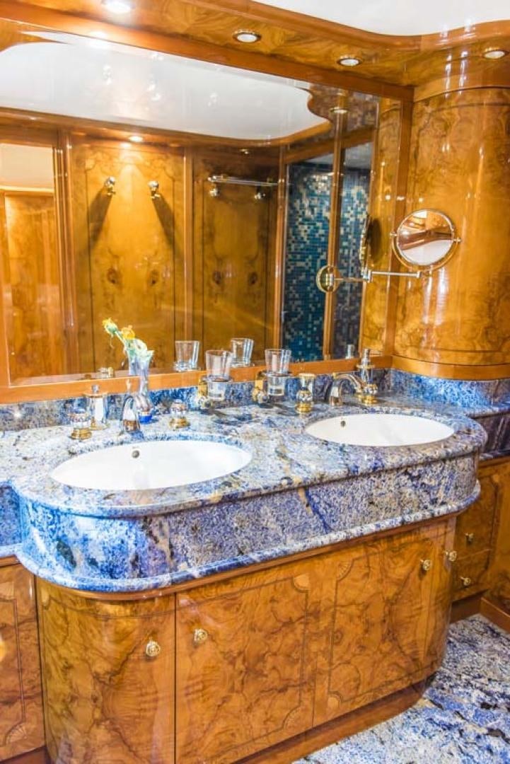 a bathroom with two sinks aboard HEMERA CUARTA Yacht for Sale
