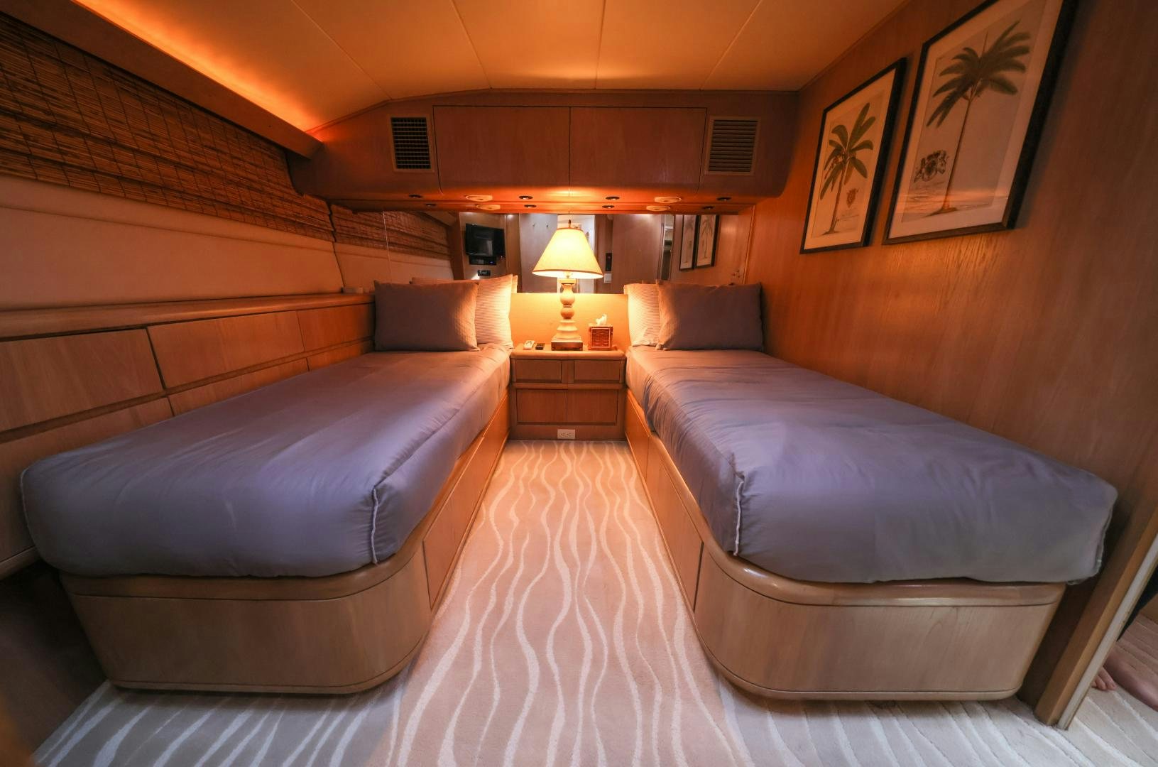 a room with two beds aboard LADY LILA Yacht for Sale