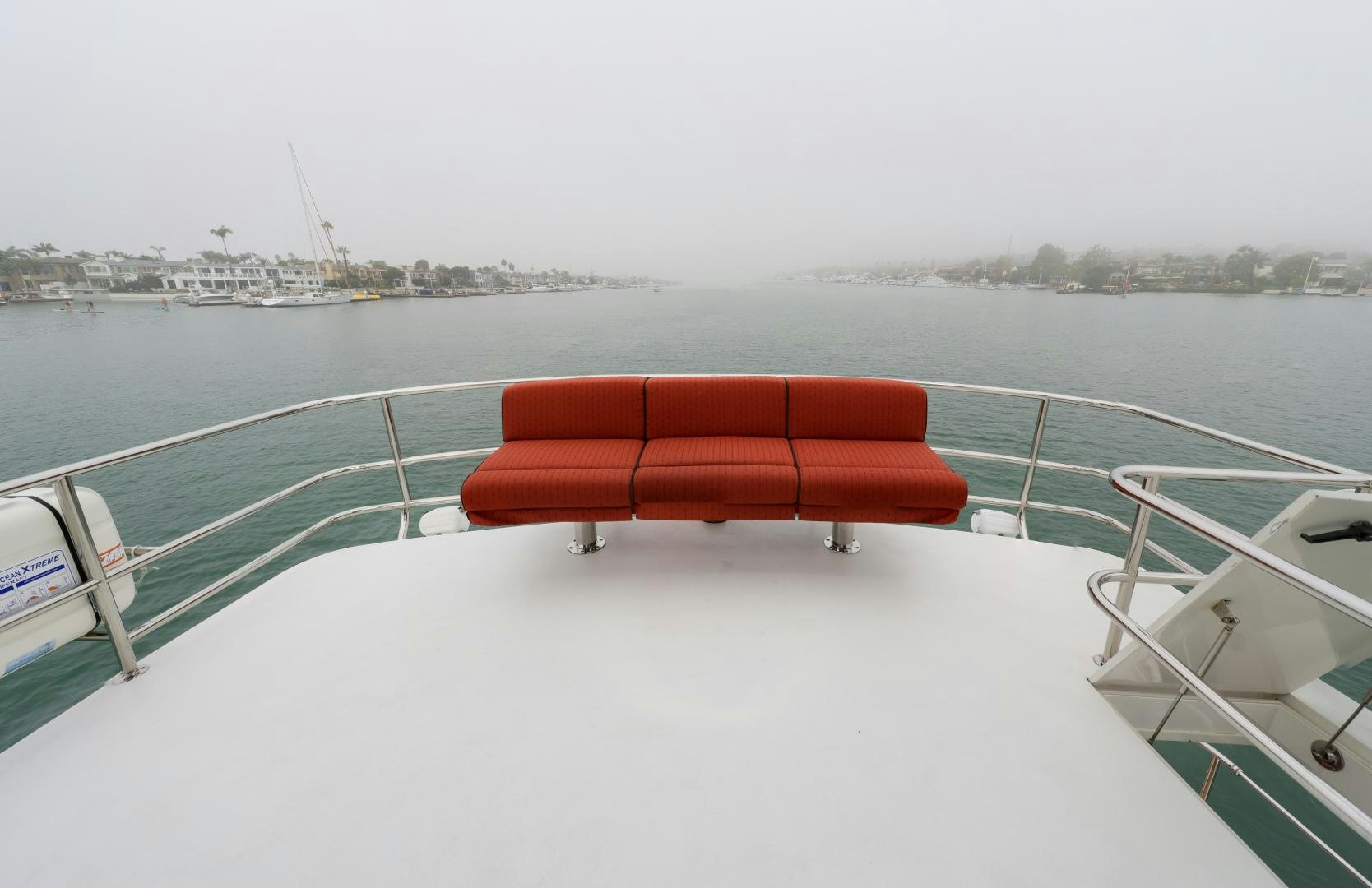 a red bench on a boat aboard LADY LILA Yacht for Sale