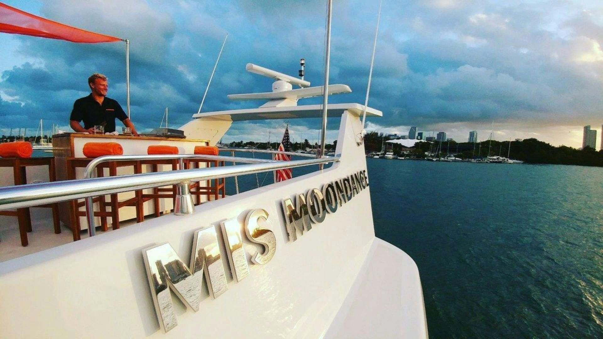 a person on a boat aboard M.I.S. MOONDANCE Yacht for Sale