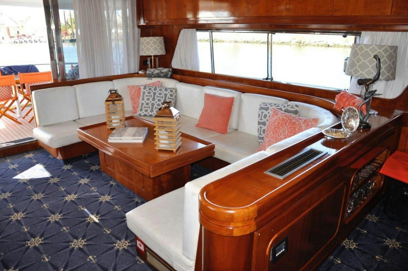 a room with a bed and a desk aboard M.I.S. MOONDANCE Yacht for Sale