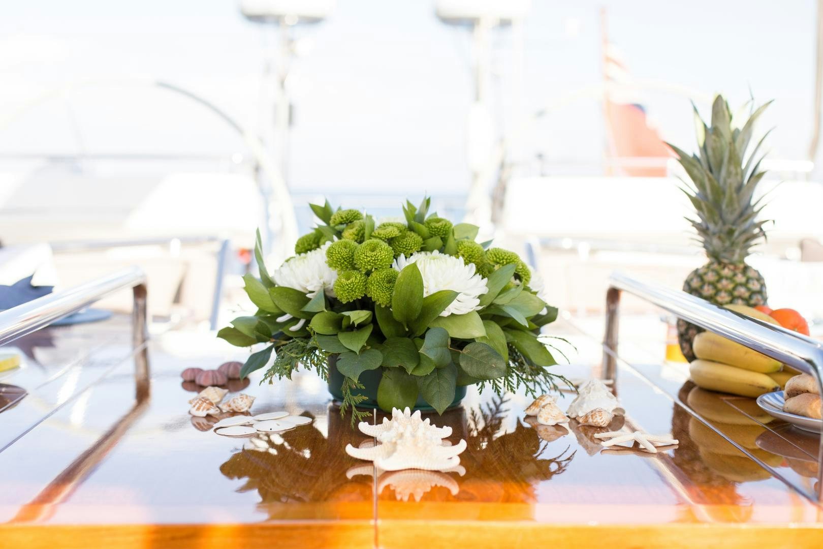 a plant on a table aboard MATHILDA SOUND Yacht for Sale