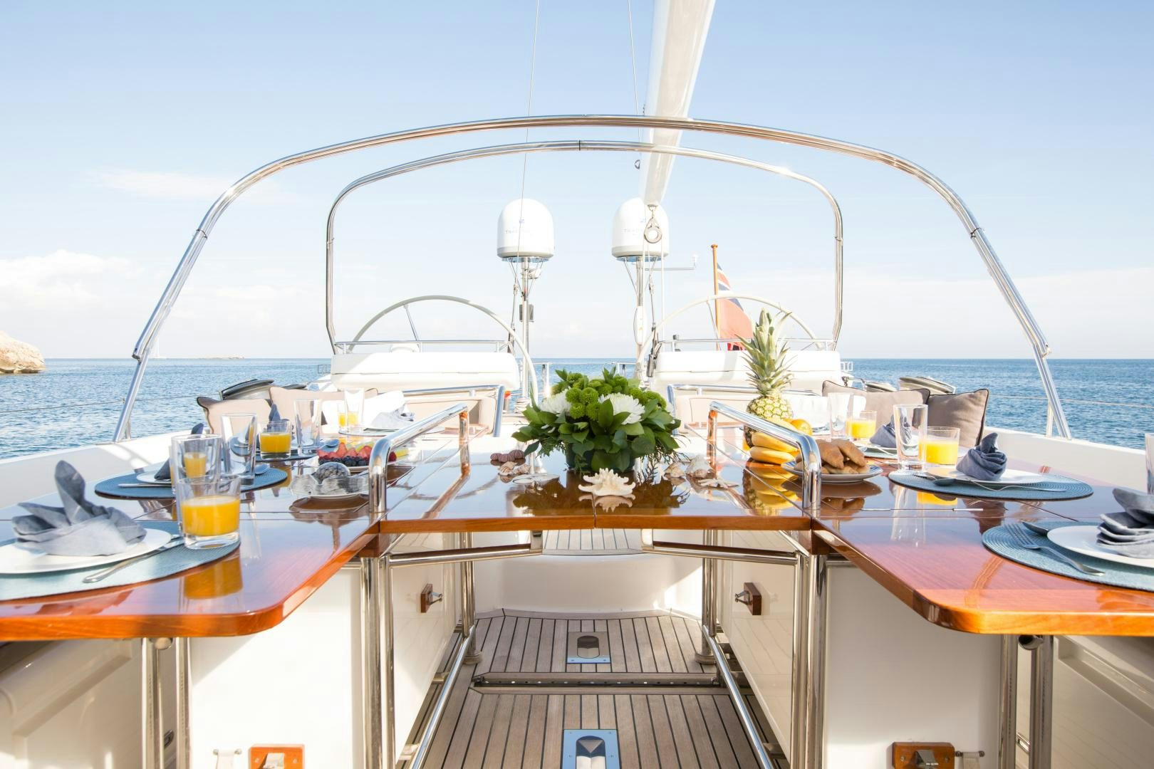 a table with drinks on it aboard MATHILDA SOUND Yacht for Sale