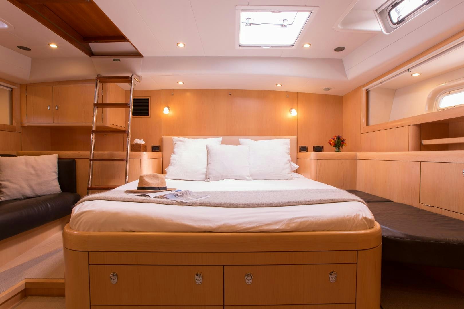 a bed in a room aboard MATHILDA SOUND Yacht for Sale
