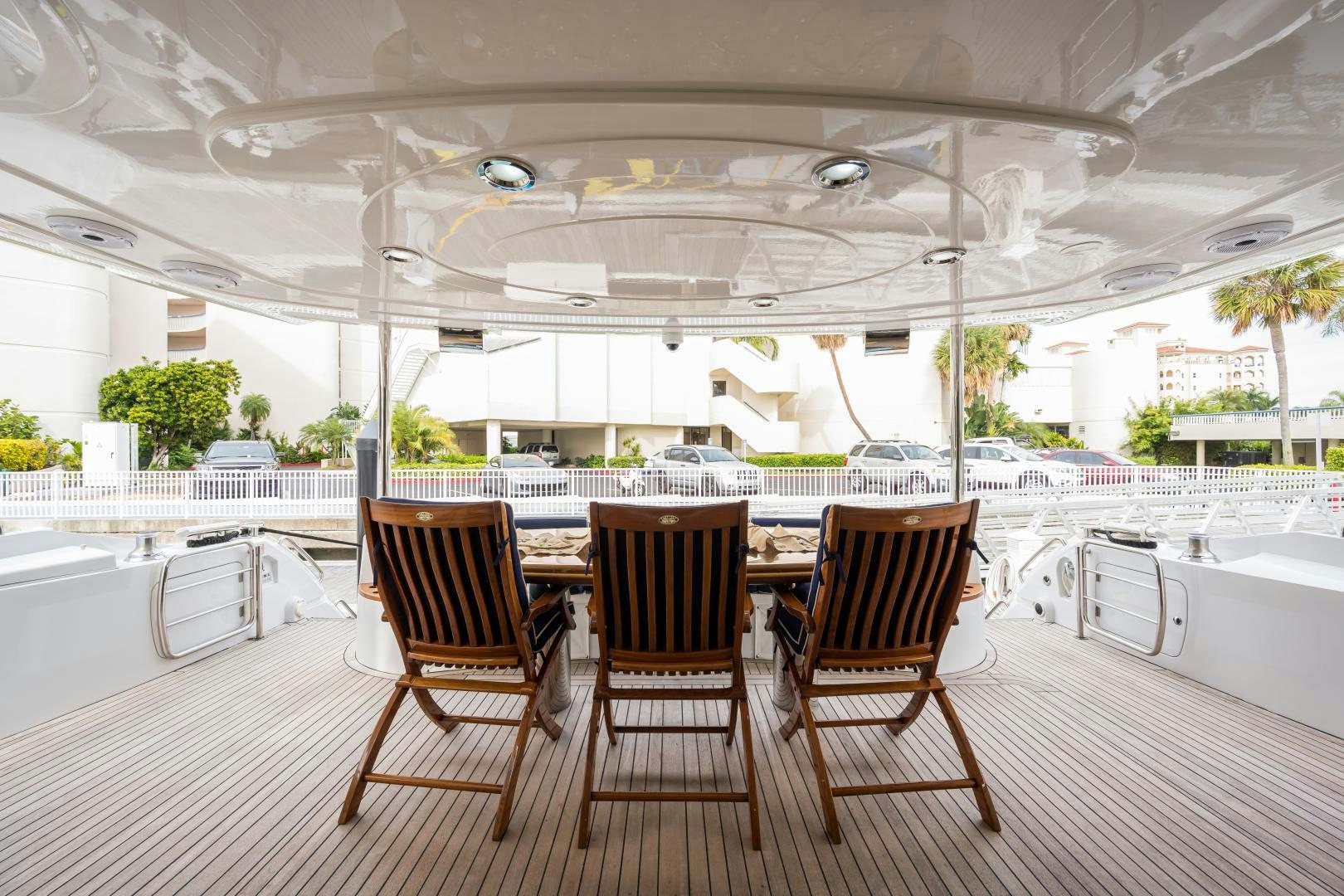 a group of chairs on a deck aboard SS ARTS Yacht for Sale
