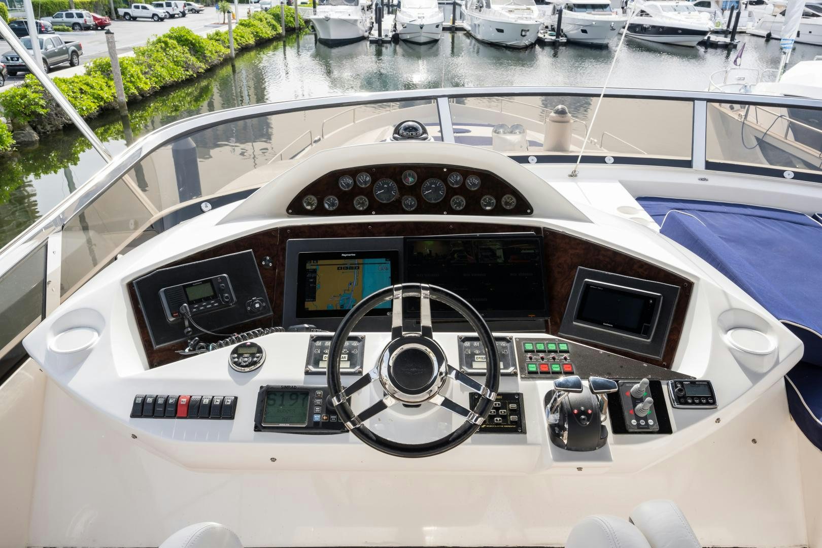 the steering wheel of a boat aboard SS ARTS Yacht for Sale