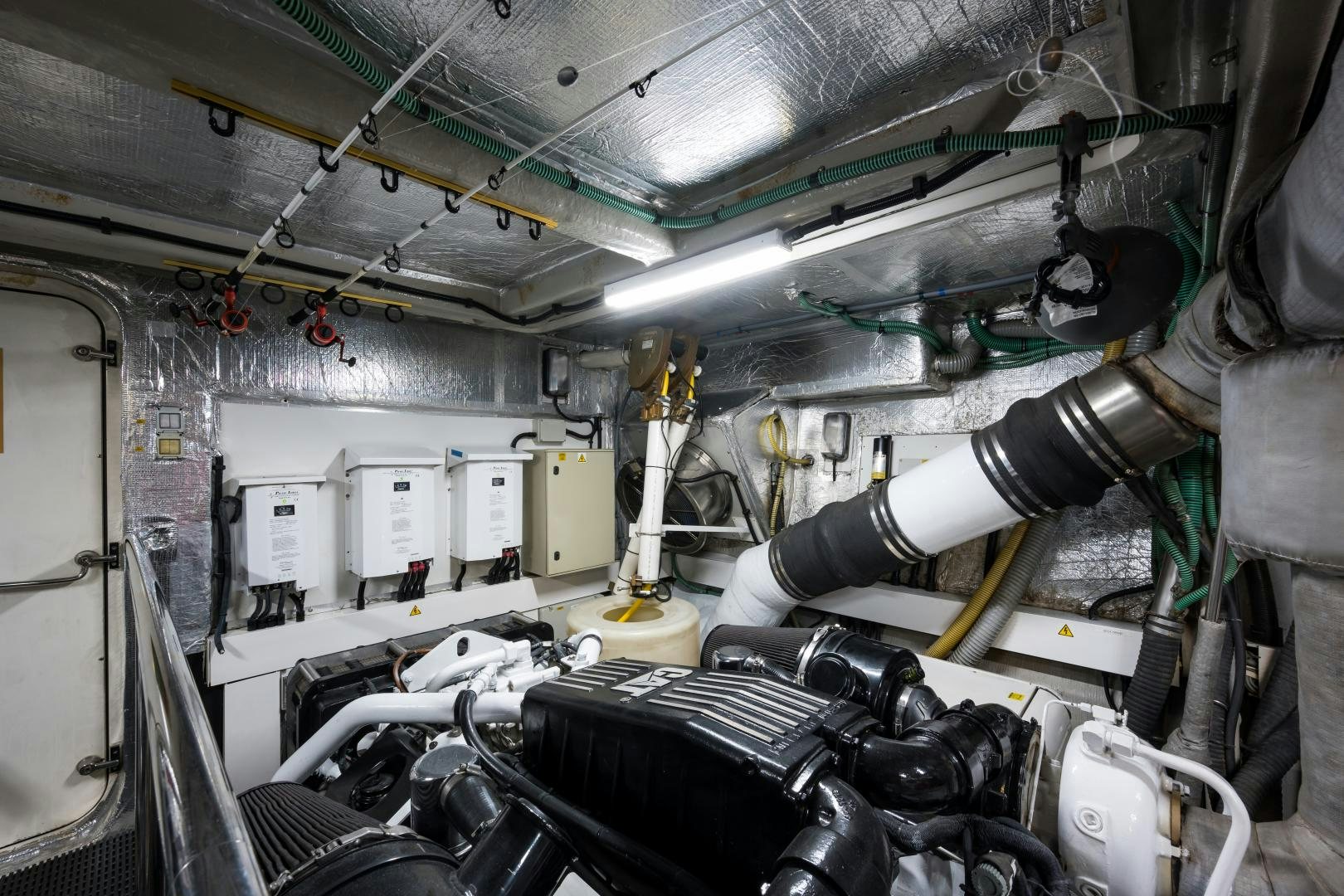 a room full of machinery aboard SS ARTS Yacht for Sale