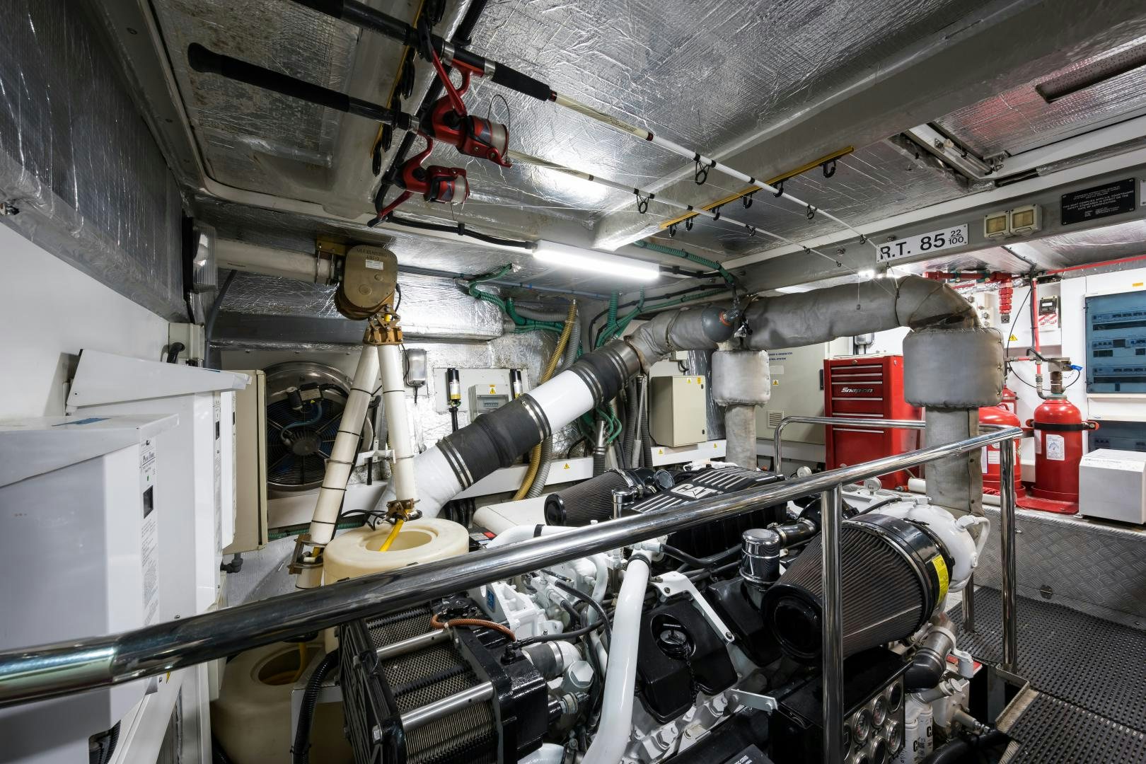 a large machine with many wires aboard SS ARTS Yacht for Sale