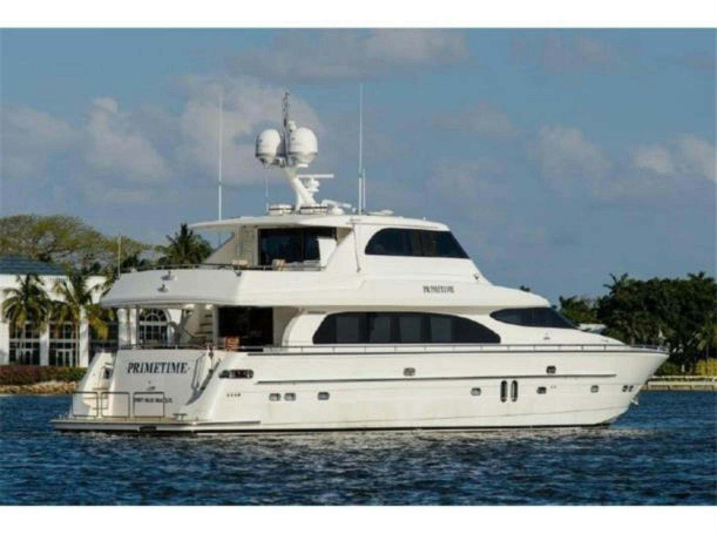 a white yacht in the water aboard PRIMETIME Yacht for Sale