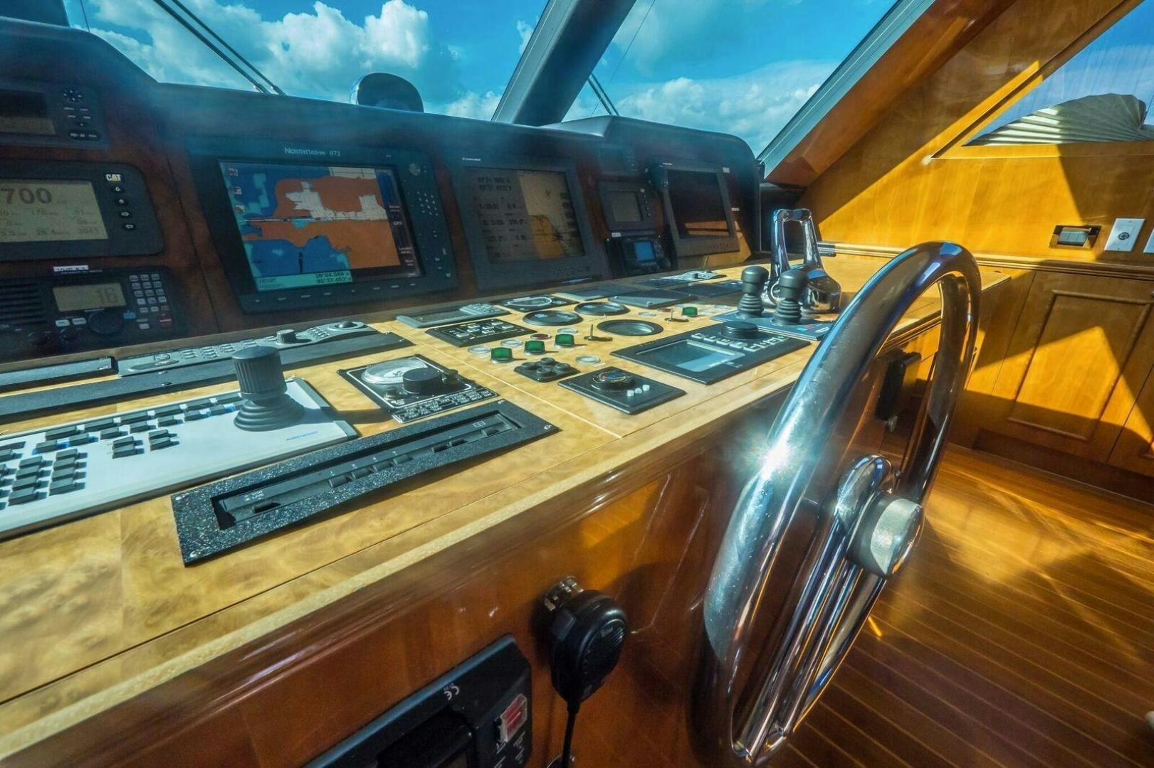 a close-up of a control panel aboard PRIMETIME Yacht for Sale