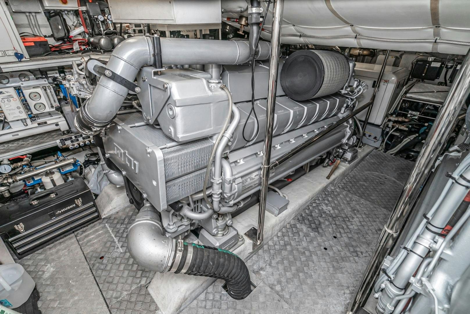 a car with a large engine aboard NO NAME Yacht for Sale