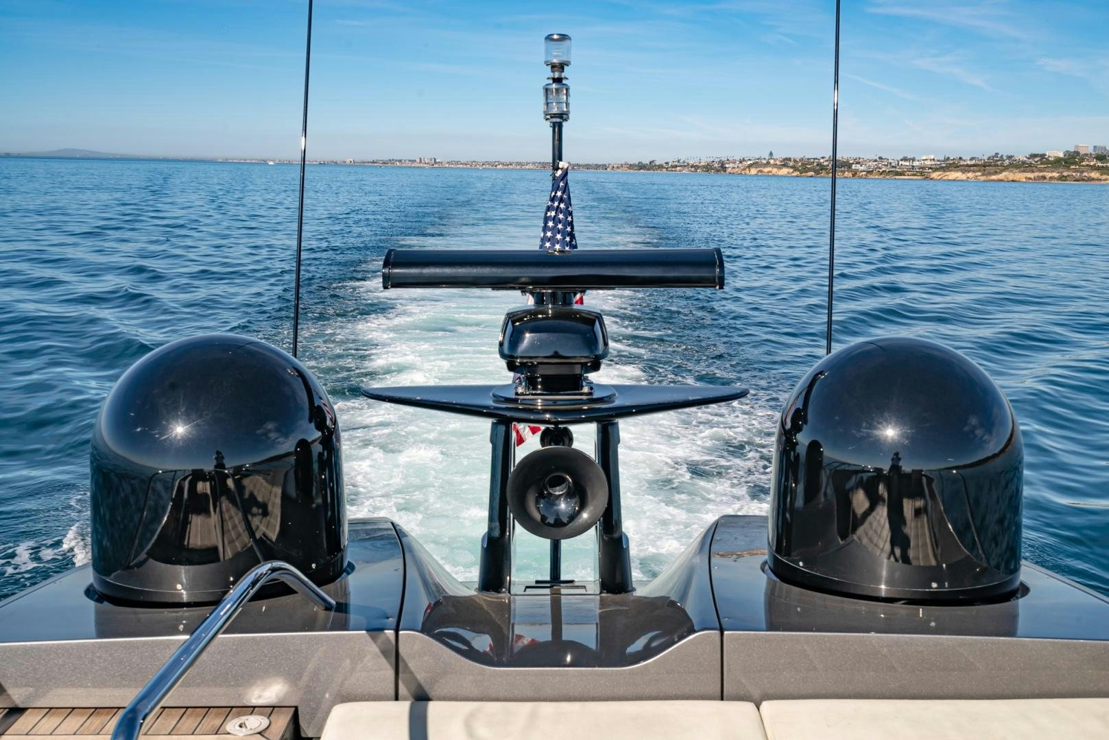 a boat with a satellite dish on it aboard NO NAME Yacht for Sale