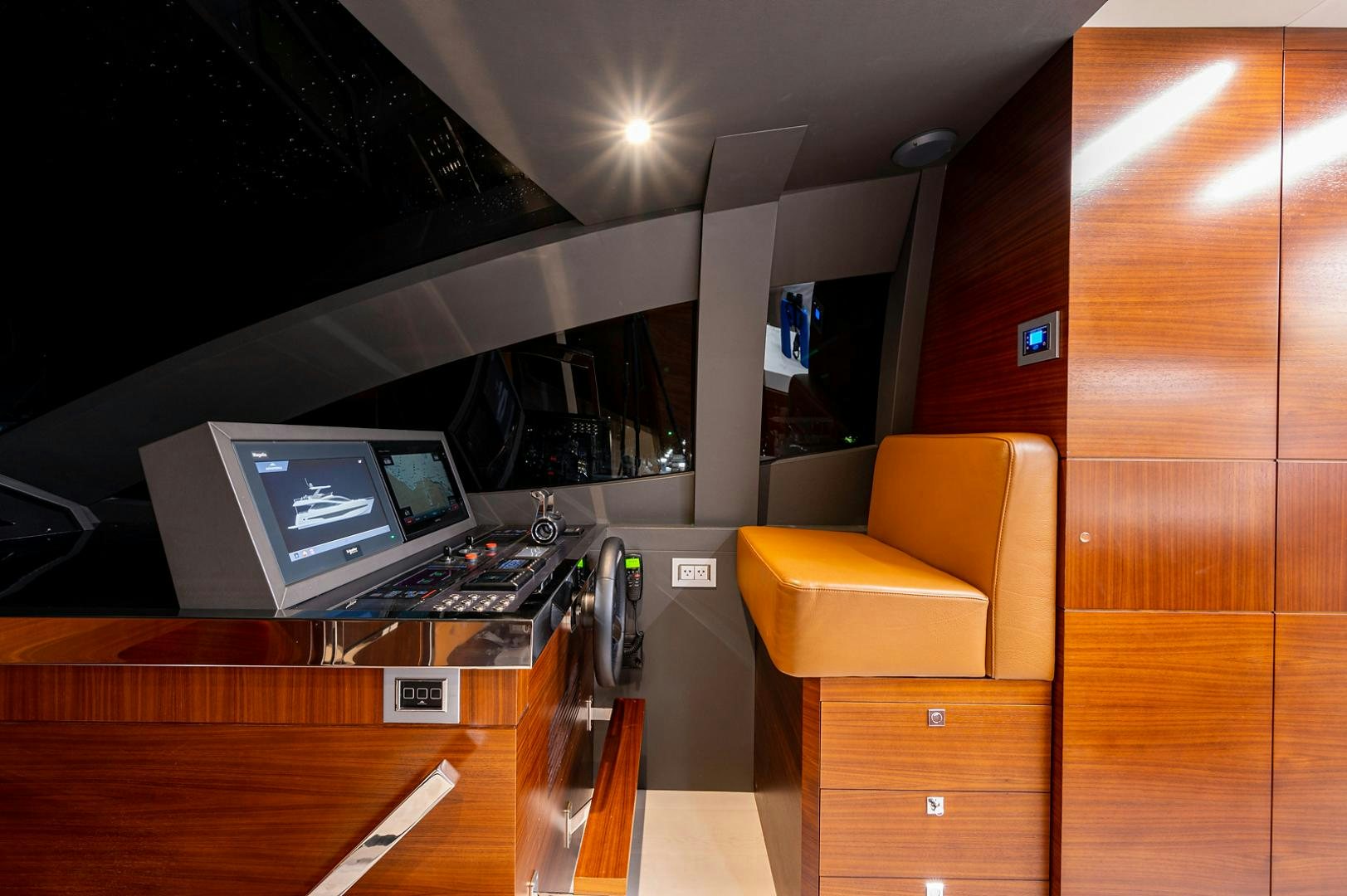 a room with a desk and computer aboard No Name Yacht for Sale