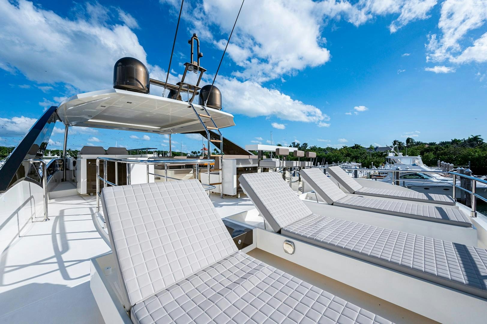 a satellite dish on a roof aboard No Name Yacht for Sale