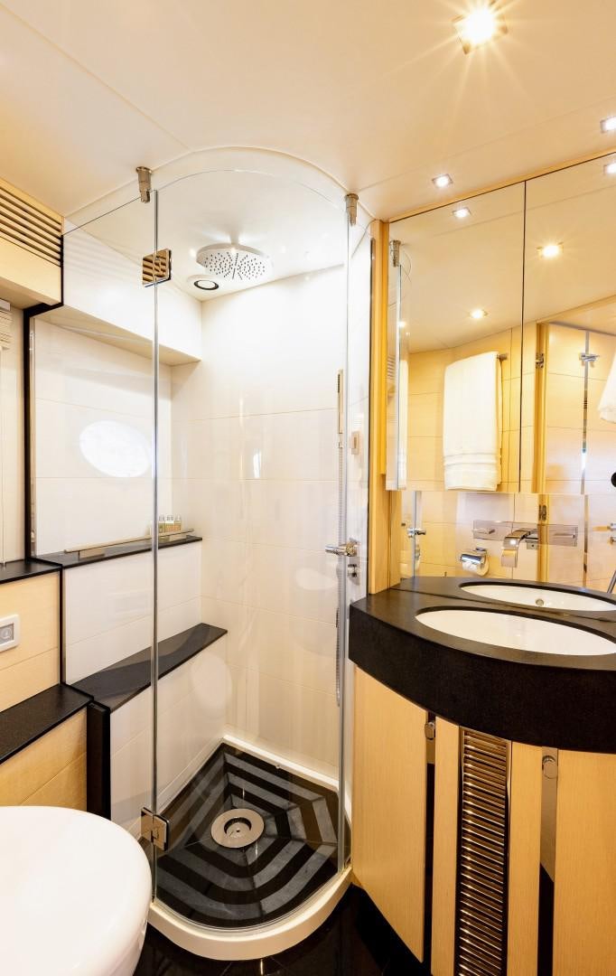 a shower unit in a bathroom aboard SKYFALL Yacht for Sale