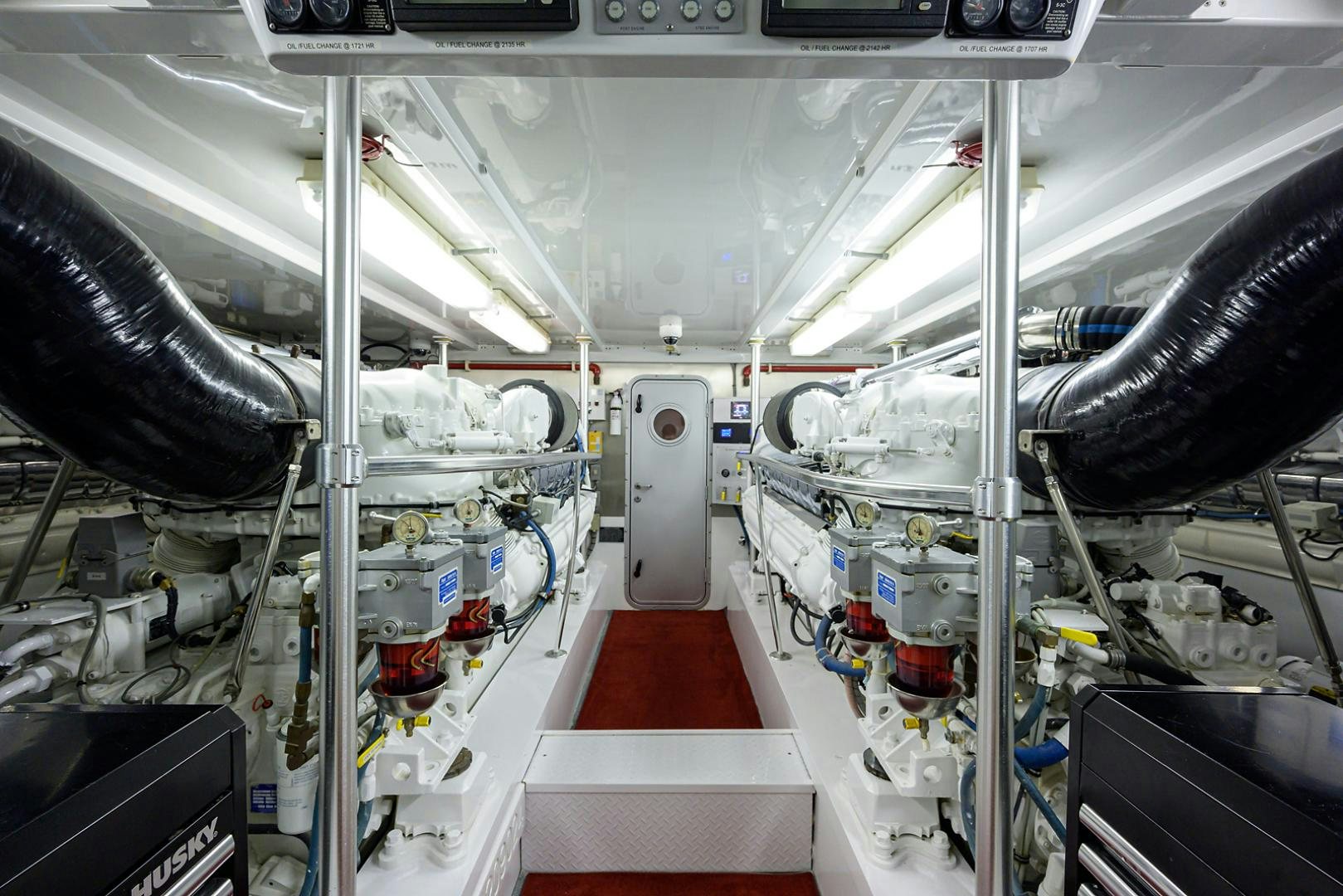 a large room with machines aboard BLACK SHADOW Yacht for Sale