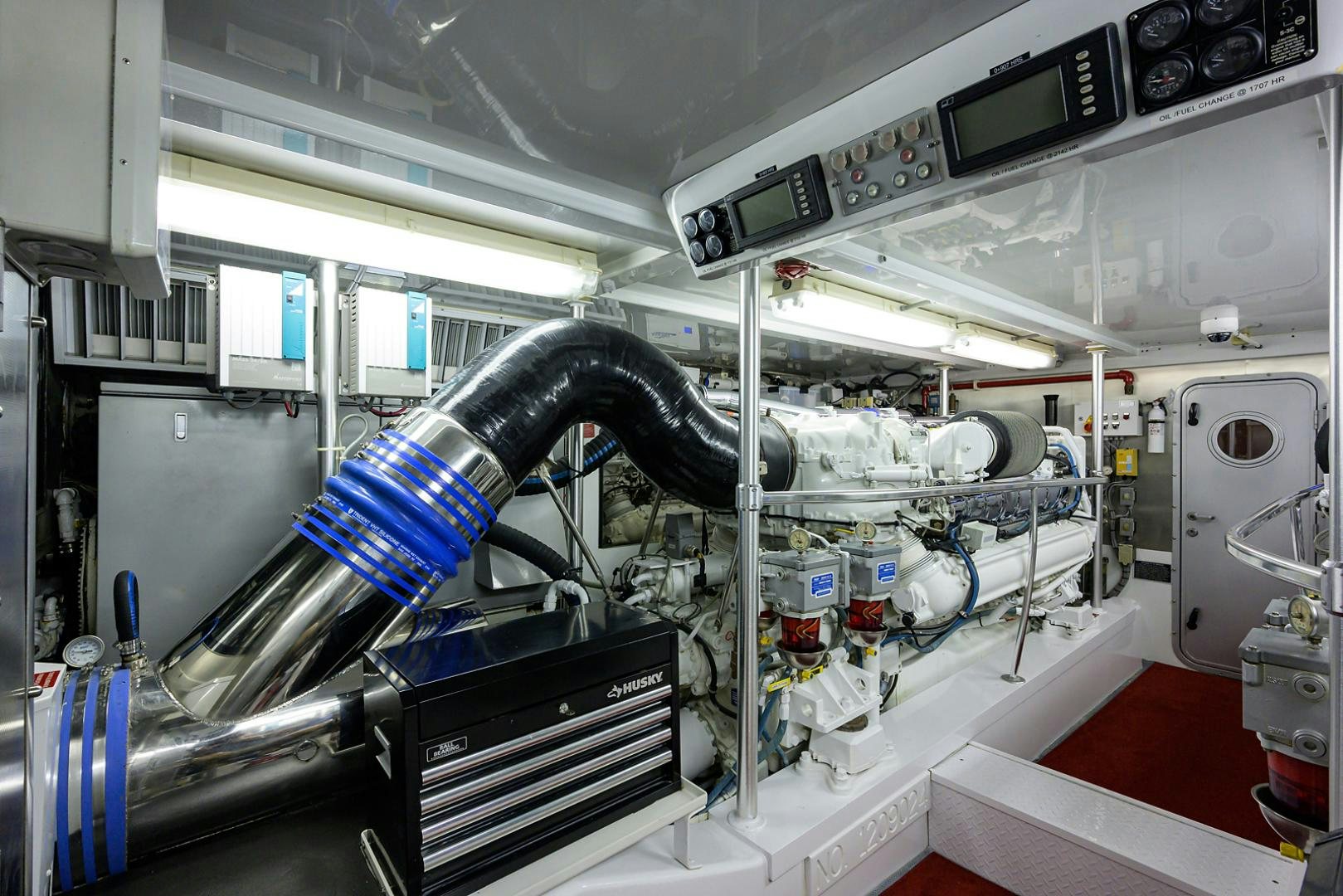 a machine in a room aboard BLACK SHADOW Yacht for Sale