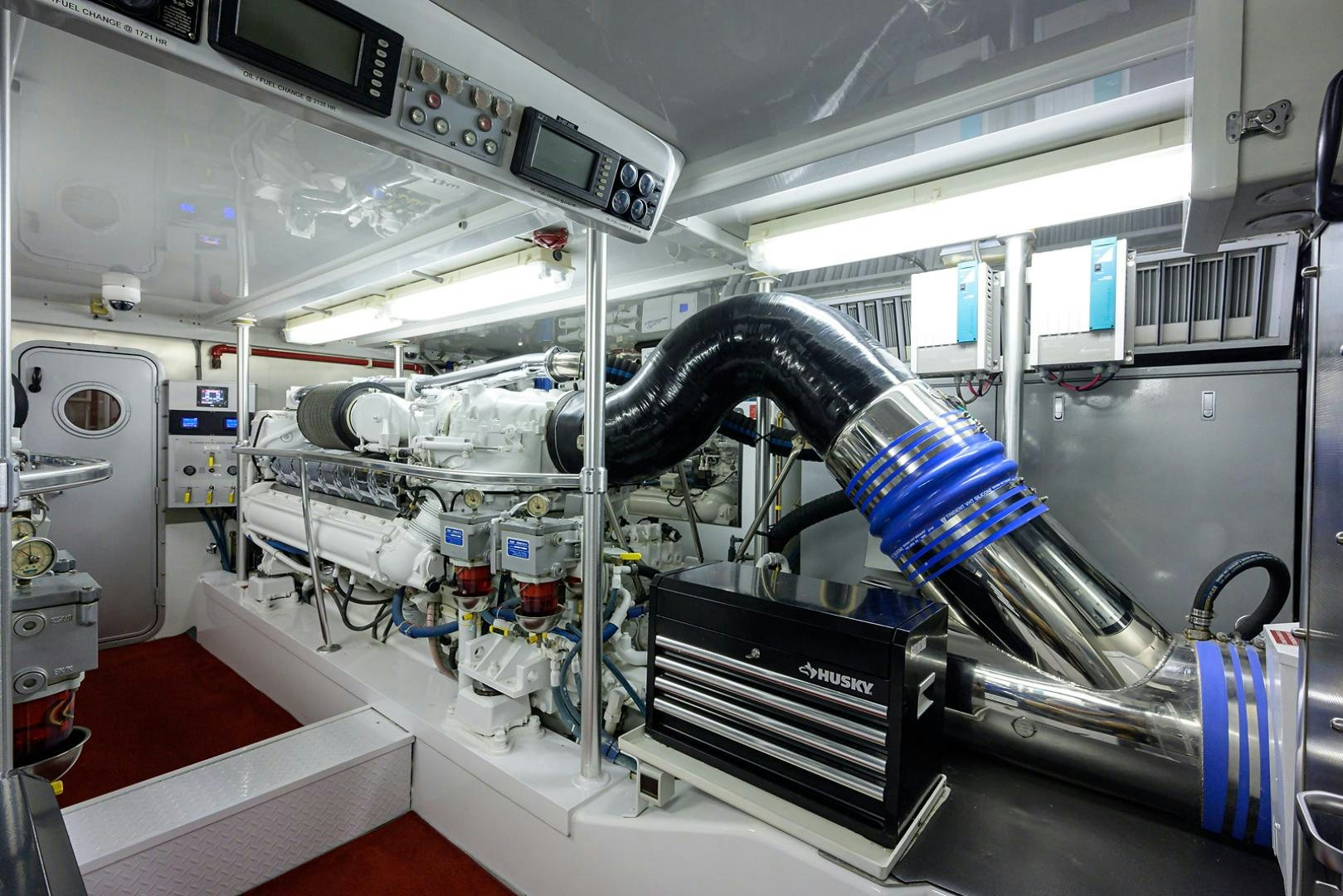 a machine with blue tubes aboard BLACK SHADOW Yacht for Sale