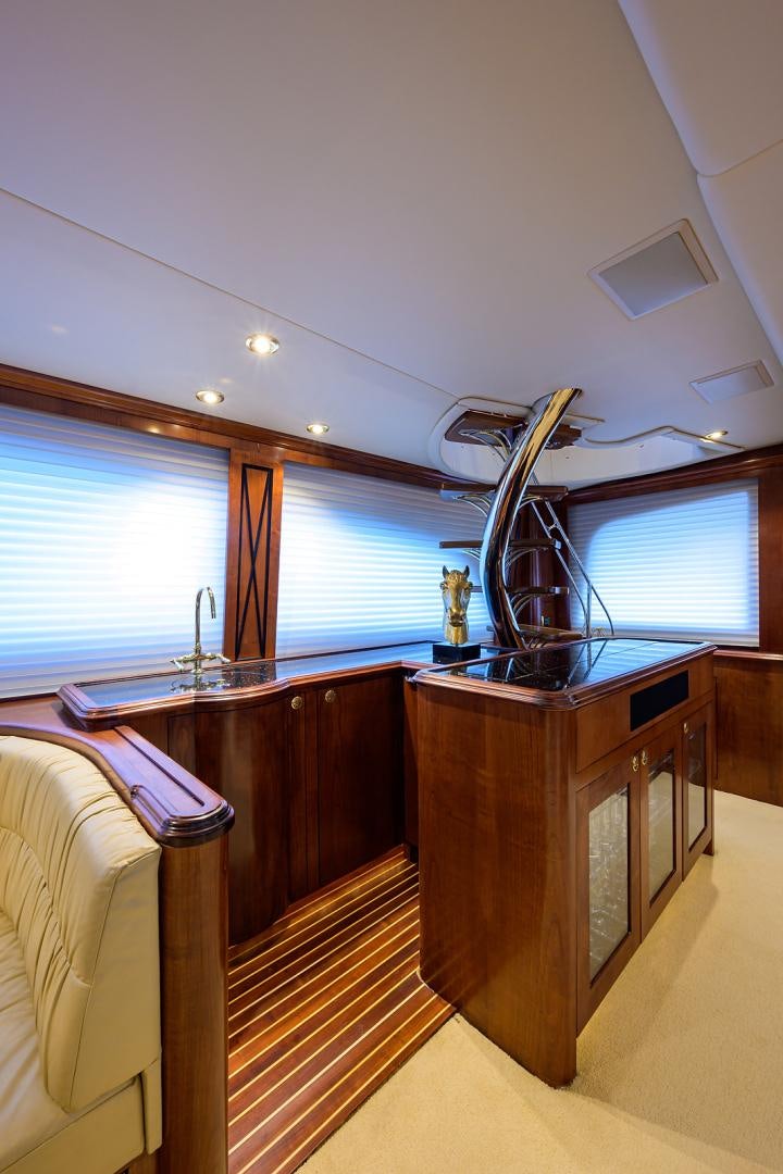 a kitchen with a sink and a window aboard BLACK SHADOW Yacht for Sale