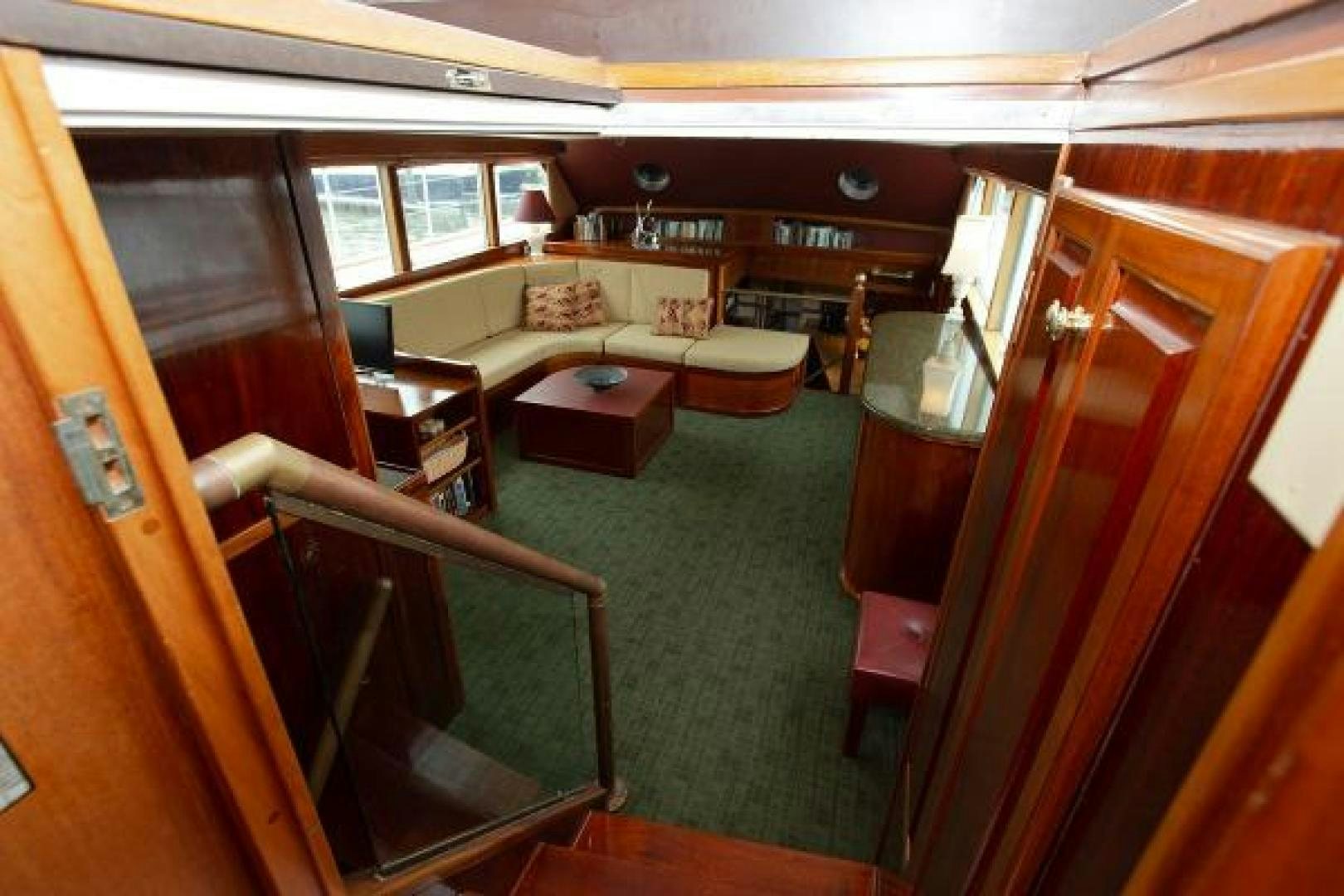inside of a train aboard No Name Yacht for Sale