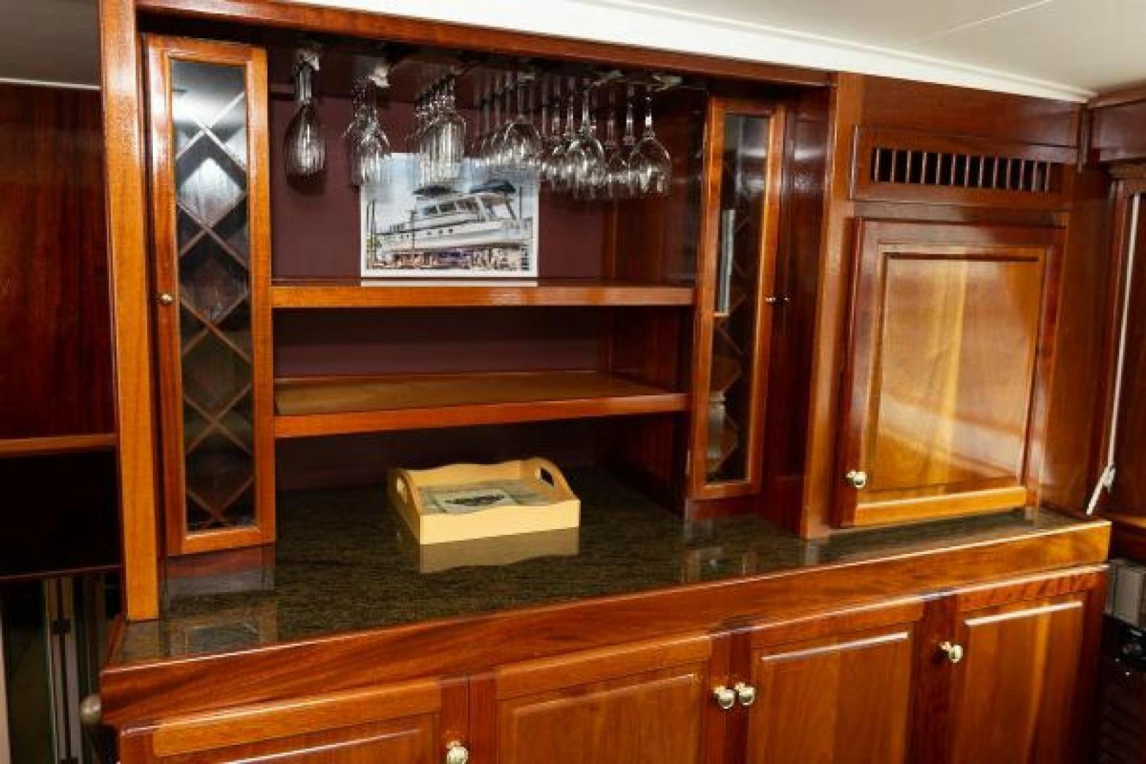 a kitchen with a counter top aboard No Name Yacht for Sale