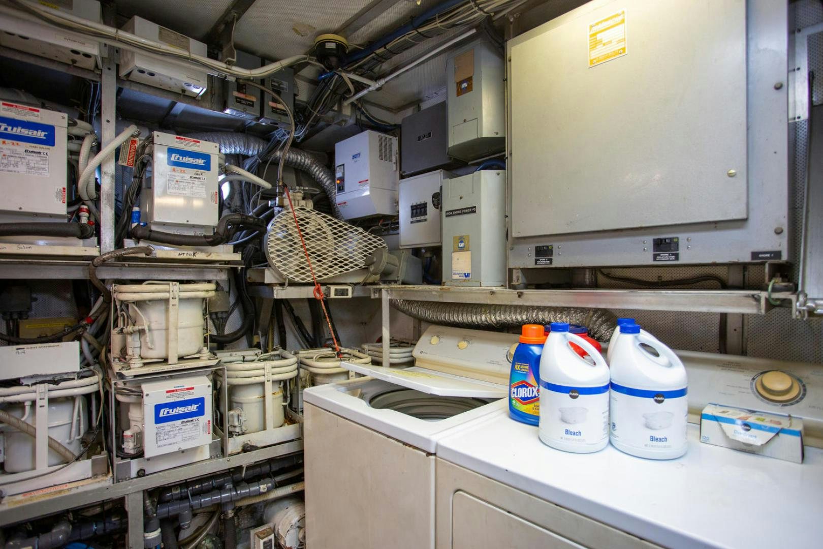 a large room with machinery aboard HIGH MILEAGE Yacht for Sale