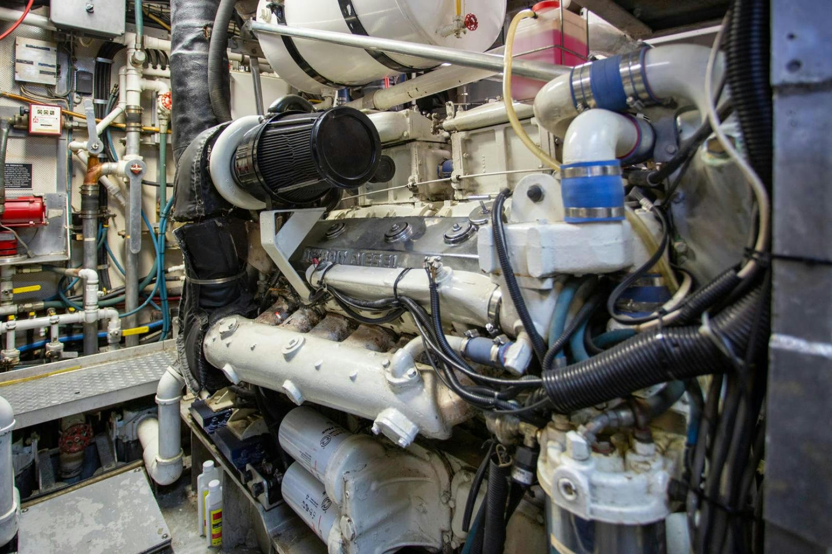 a machine with a large metal pipe aboard HIGH MILEAGE Yacht for Sale