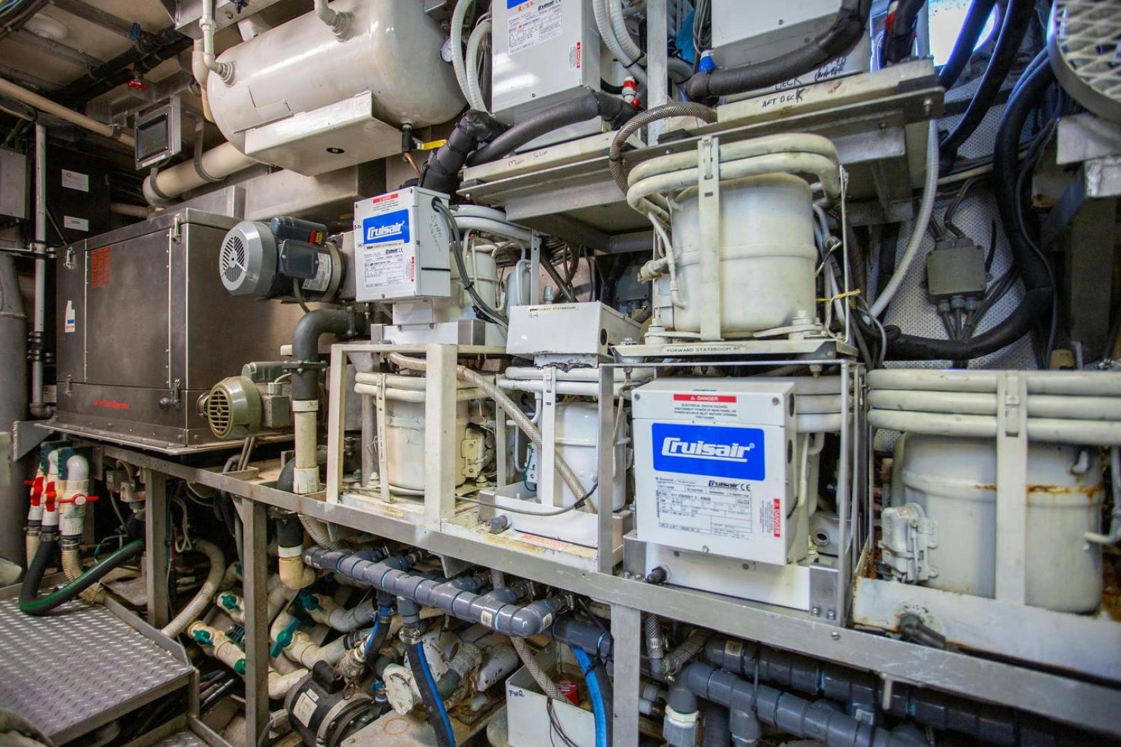 a large factory machinery aboard HIGH MILEAGE Yacht for Sale
