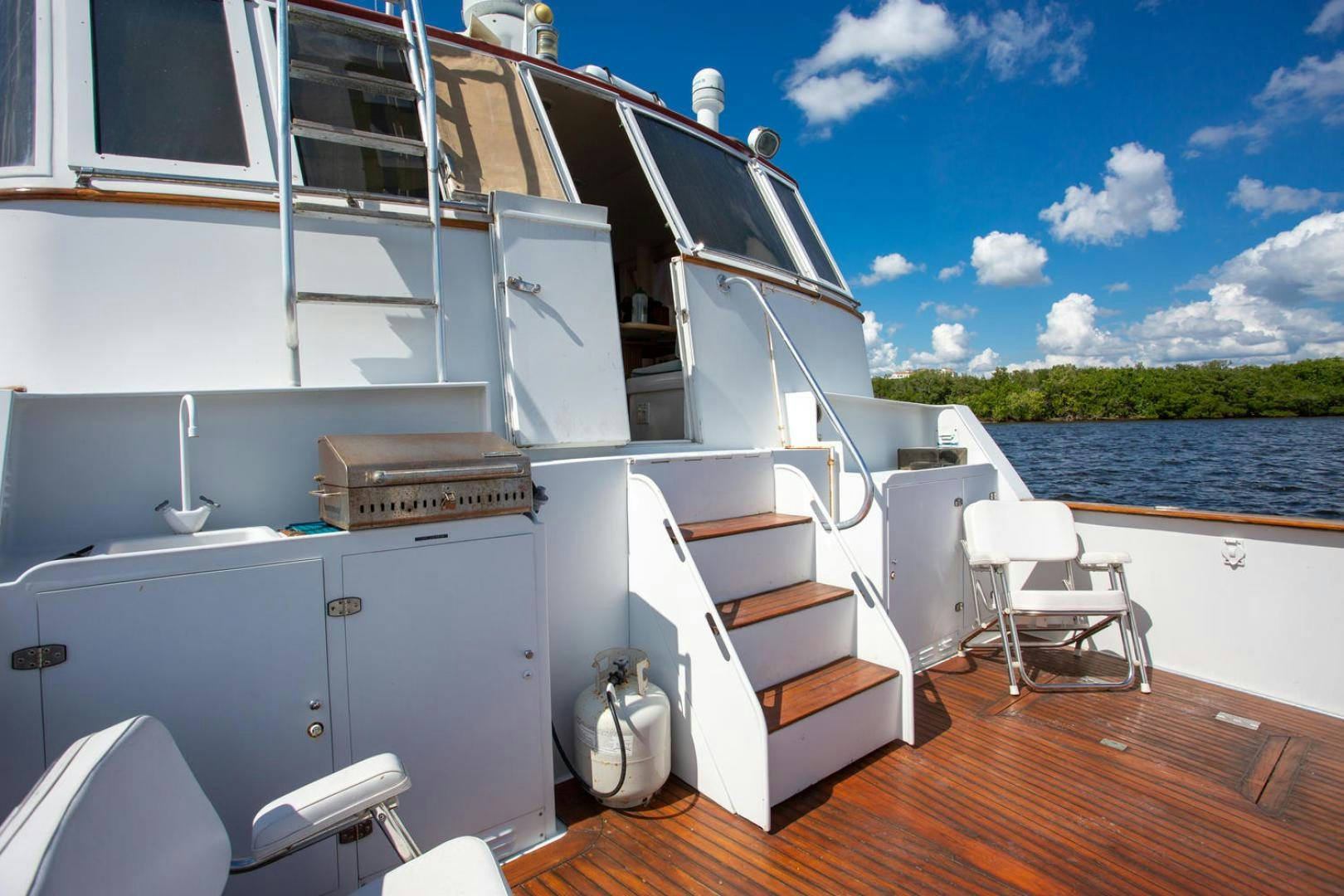 a boat on a deck aboard HIGH MILEAGE Yacht for Sale