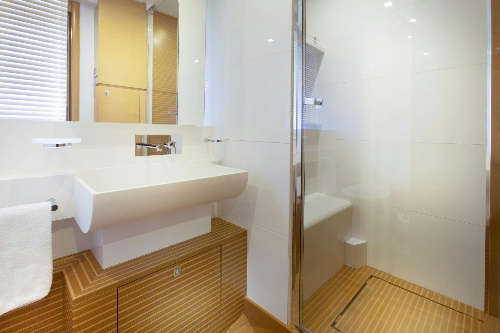 a bathroom with a tub sink and shower aboard LA PACE Yacht for Sale