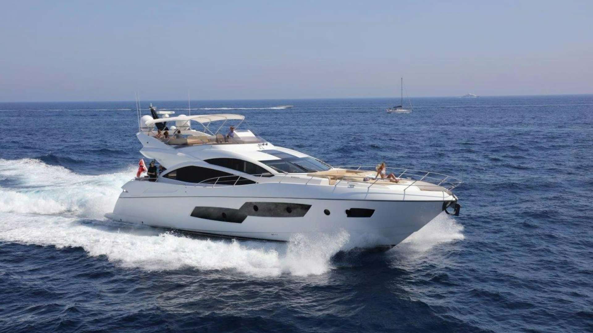 a white yacht on the water aboard ALLEGRIA Yacht for Sale