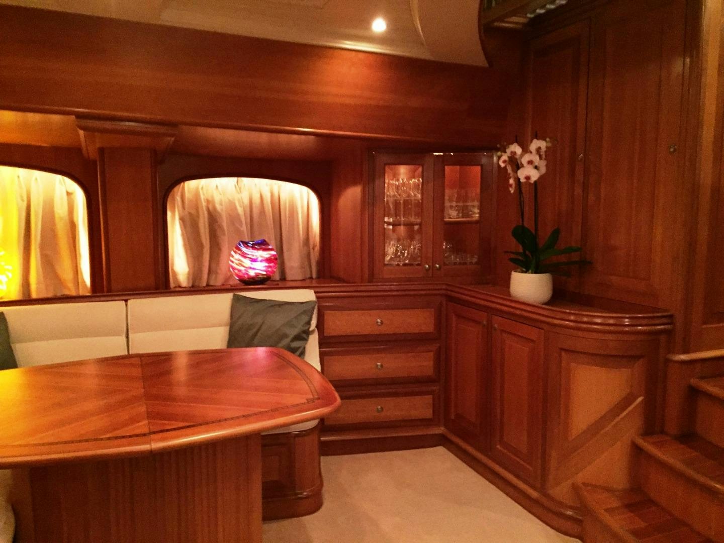 a room with a desk and a window aboard TIGA BELAS Yacht for Sale