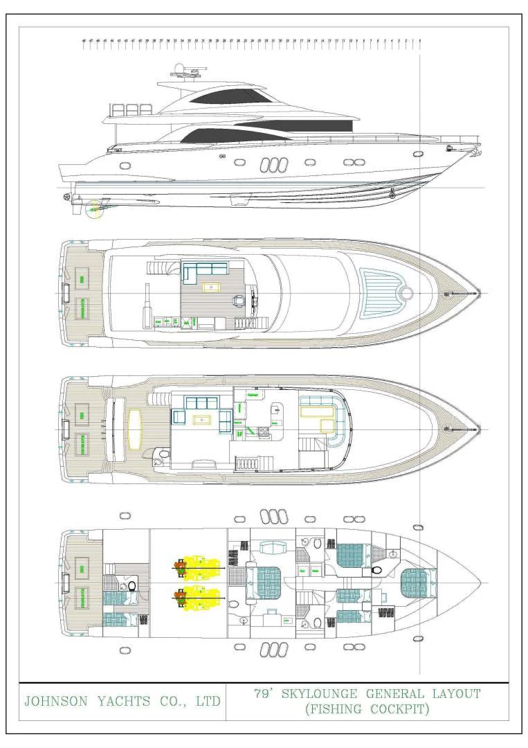 diagram aboard JOHNSON 80 SKYLOUNGE Yacht for Sale