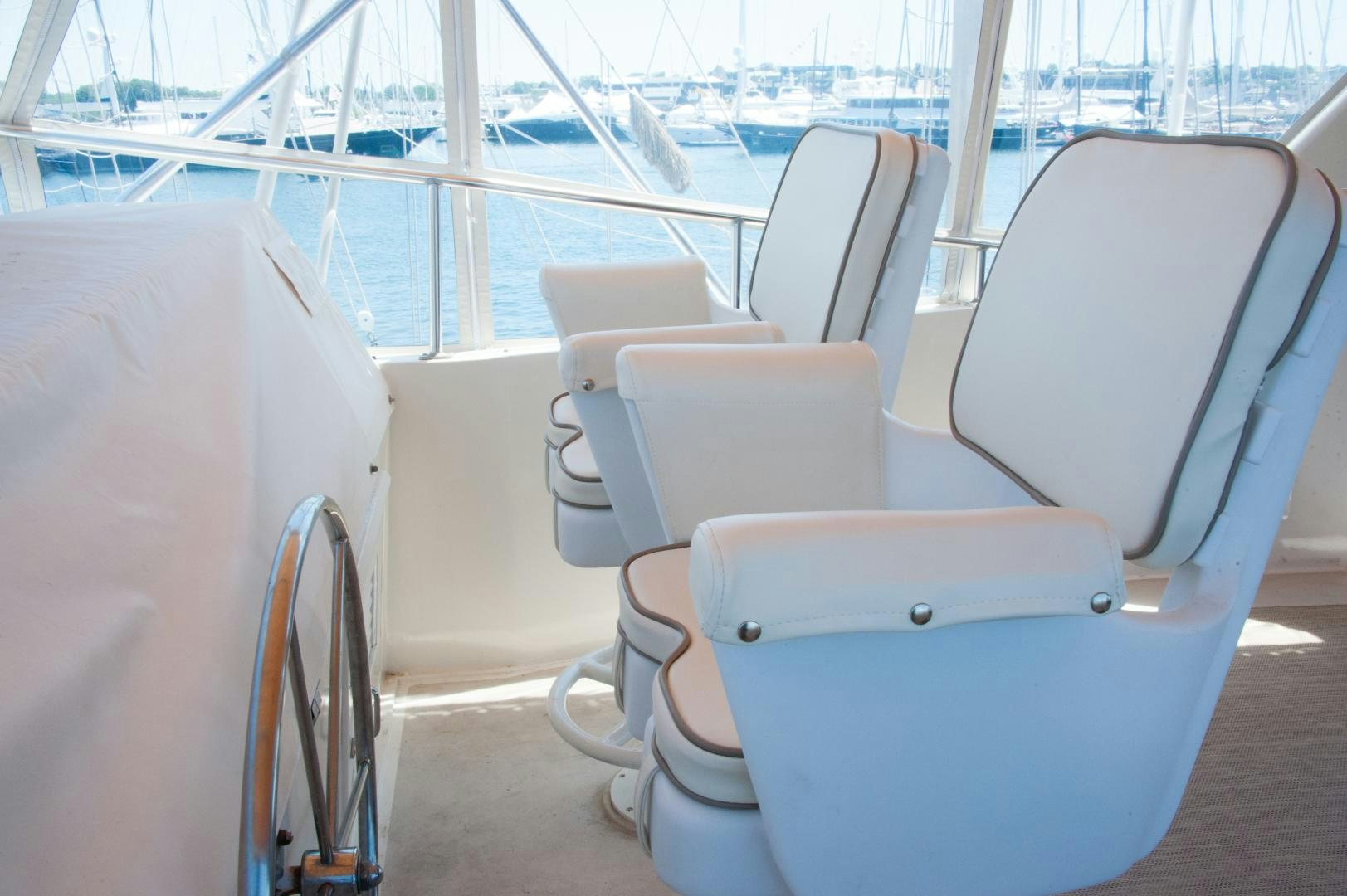 a boat with seats aboard OCEAN ROMANCE Yacht for Sale