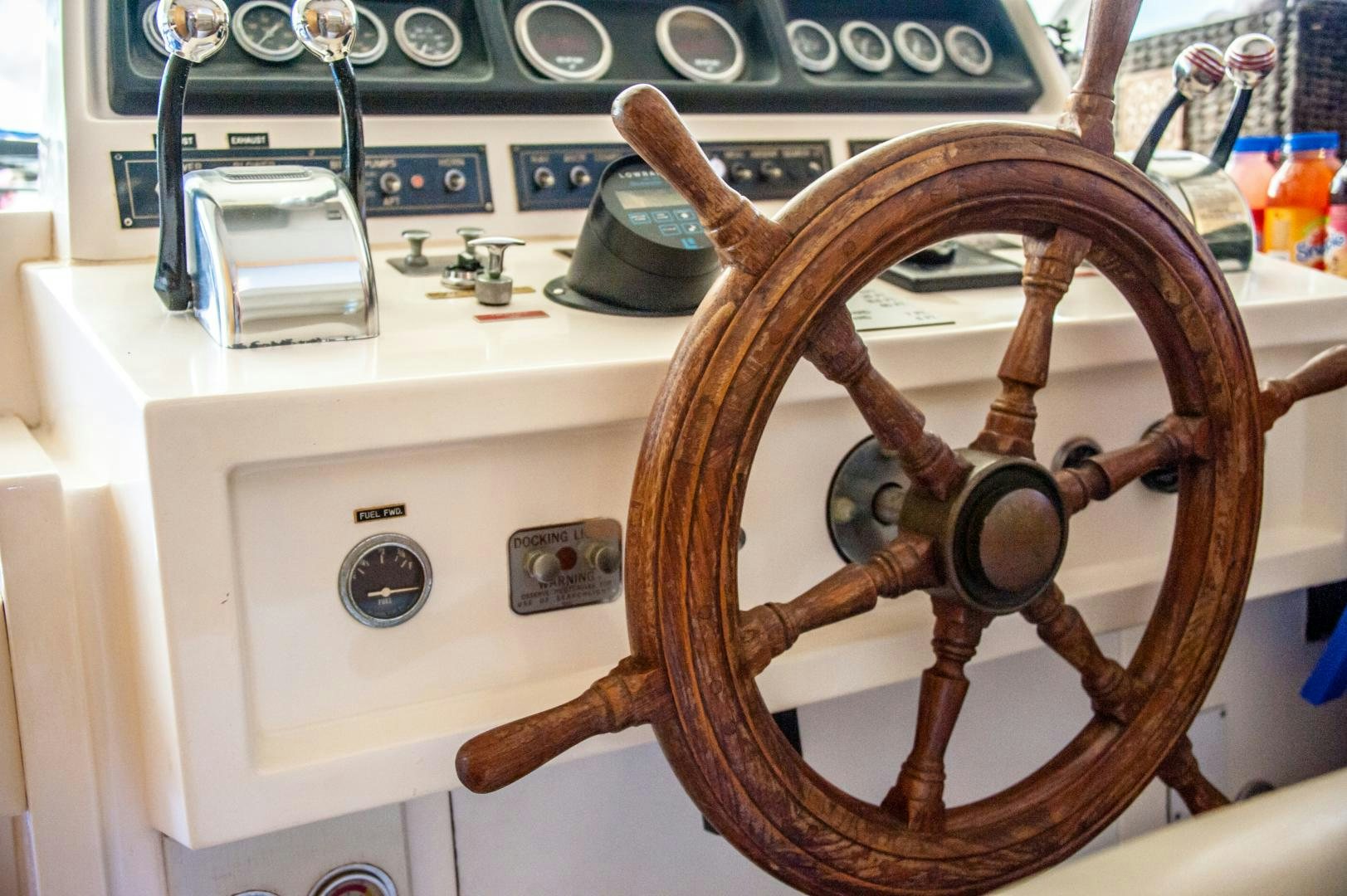 a machine with a steering wheel aboard OCEAN ROMANCE Yacht for Sale