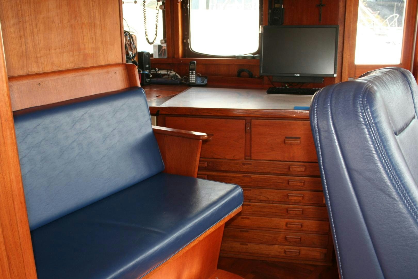 a couch in a room aboard SINDBAD Yacht for Sale