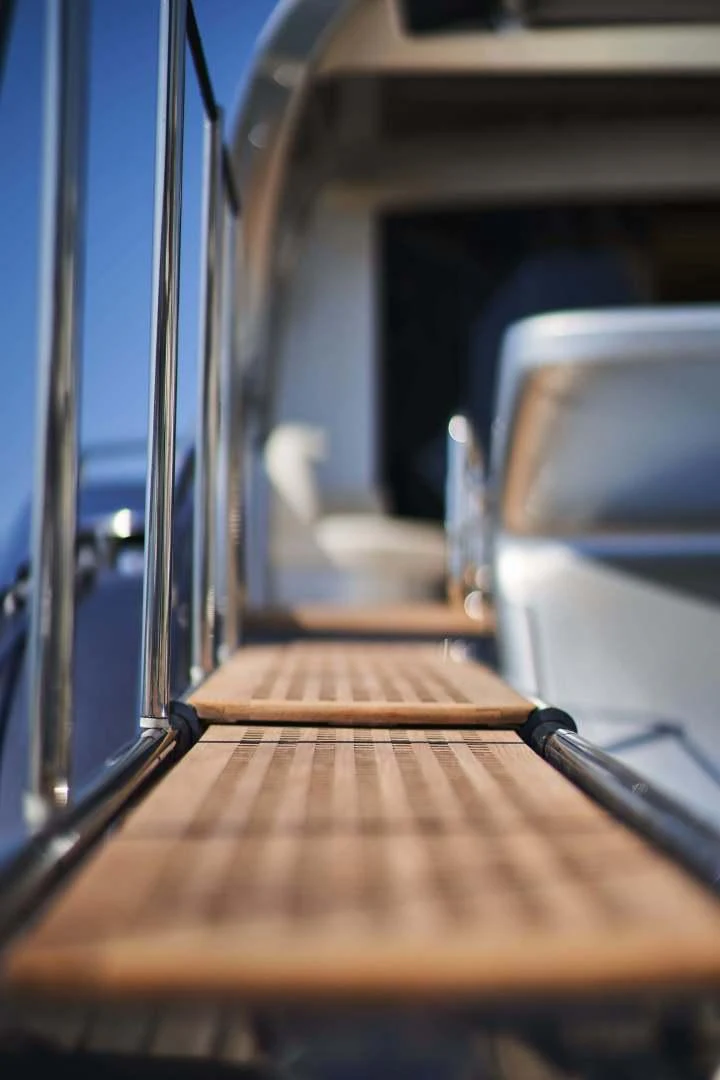 a train with a bench aboard TAYYARAH Yacht for Sale