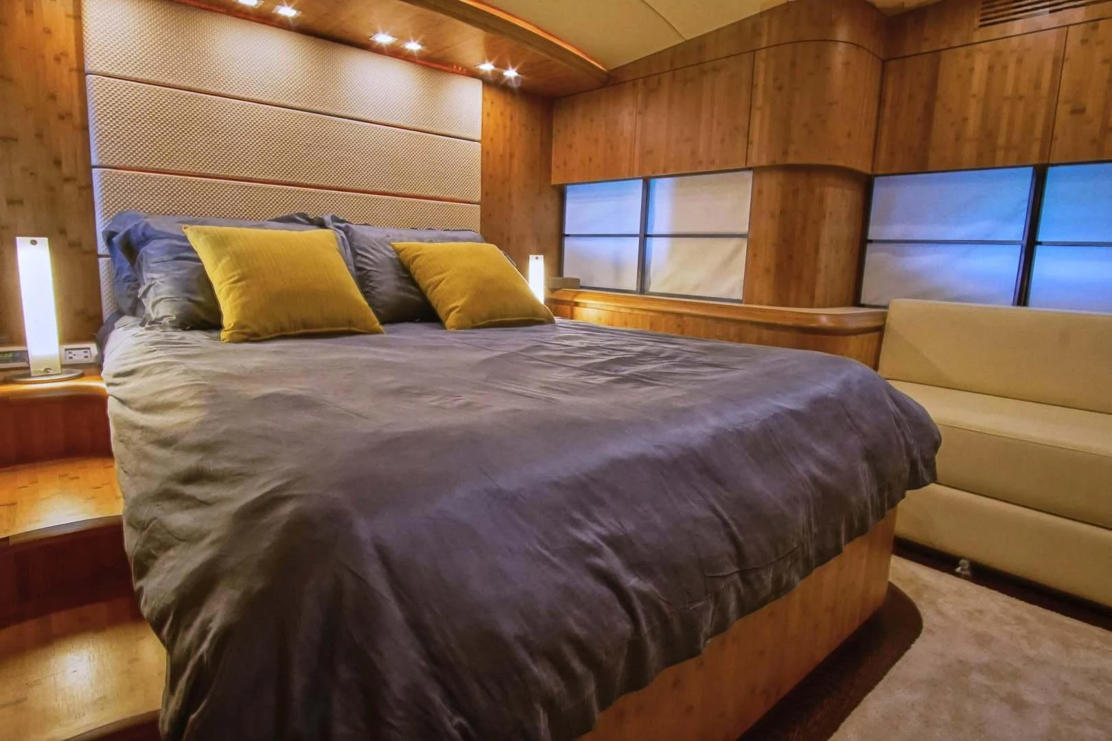 a bed in a room aboard TAYYARAH Yacht for Sale