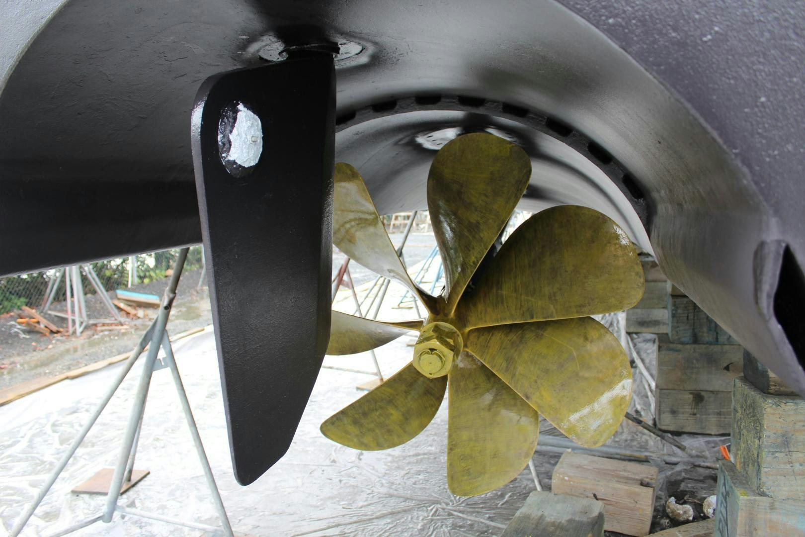 a plant growing in a car aboard No Name Yacht for Sale