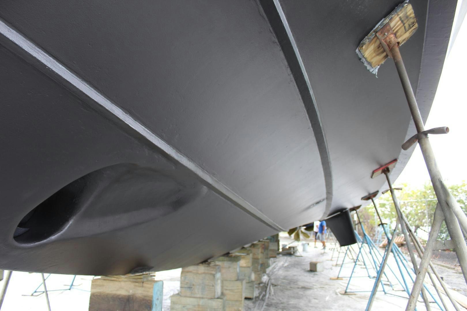 a large metal object with a metal frame aboard No Name Yacht for Sale