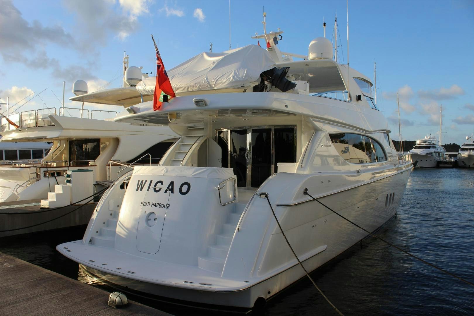 a boat docked at a pier aboard No Name Yacht for Sale
