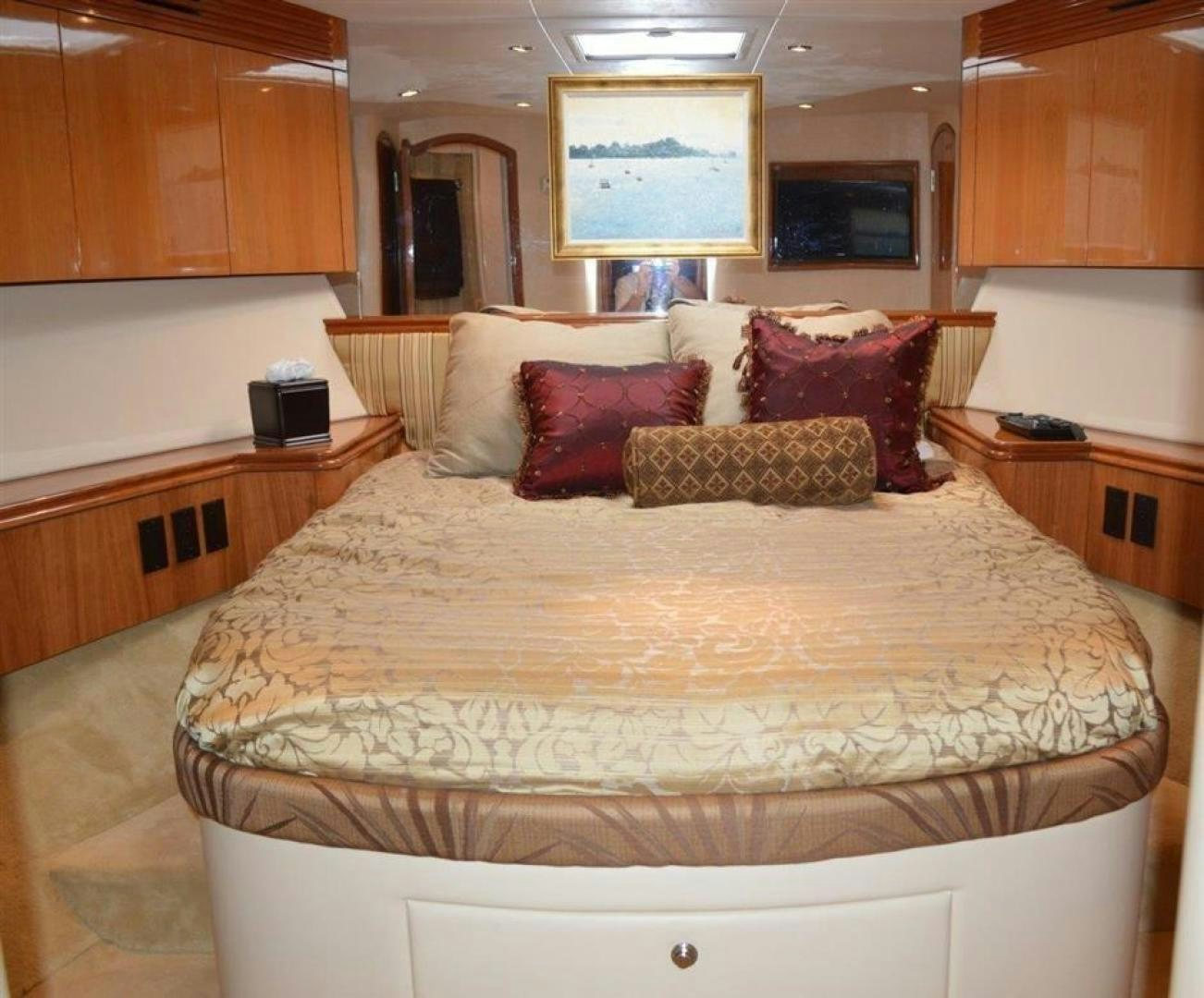 a bed with pillows aboard VICTORY Yacht for Sale