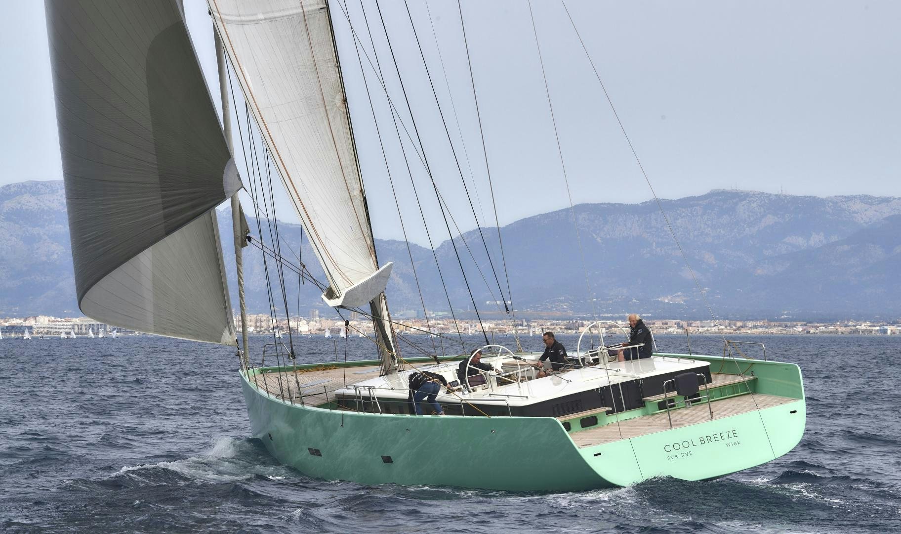a sailboat on the water aboard cool breeze Yacht for Sale