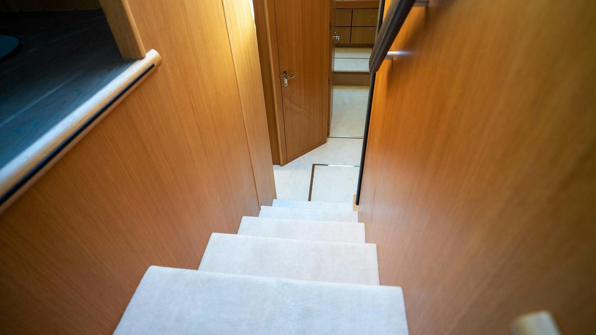 a white carpet on the floor aboard OCHO UNO Yacht for Sale