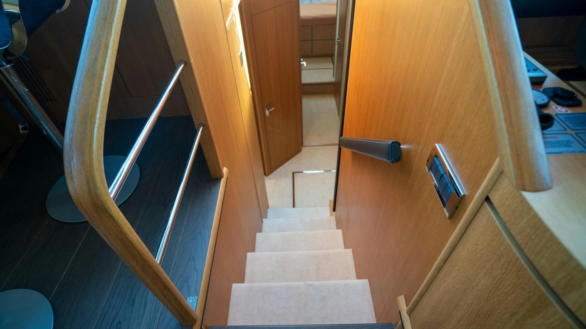 a staircase leading to a room aboard OCHO UNO Yacht for Sale