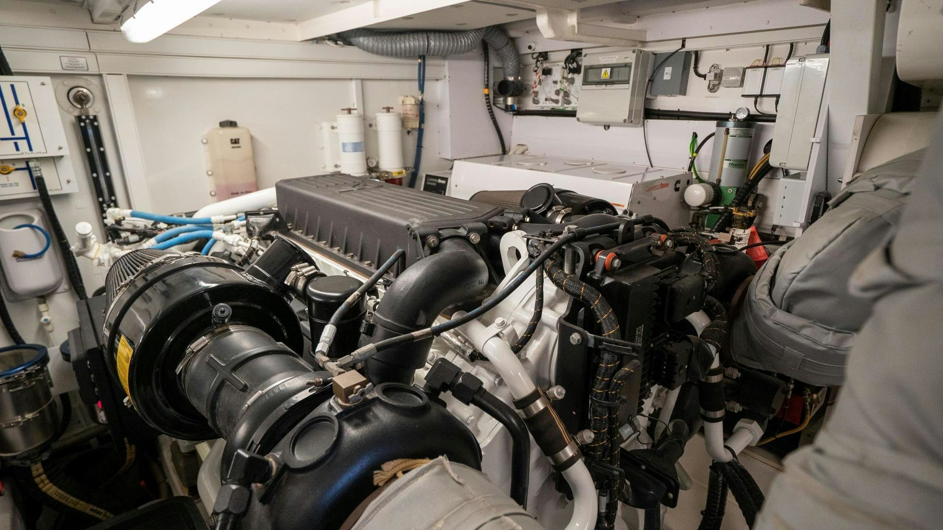 a room full of machinery aboard OCHO UNO Yacht for Sale