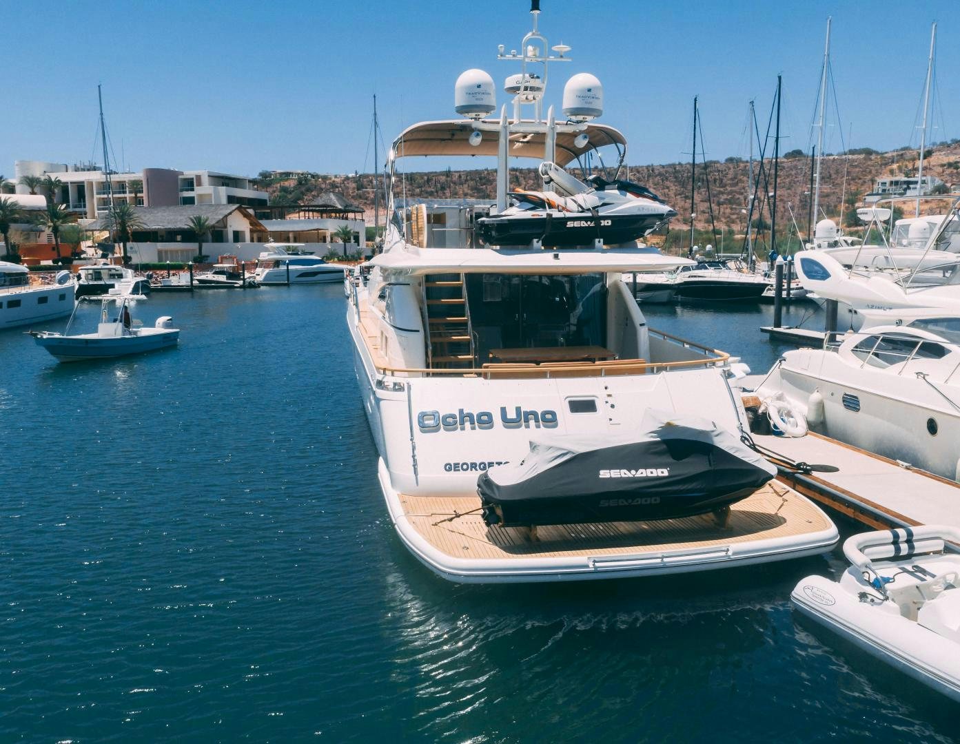 a boat in the water aboard OCHO UNO Yacht for Sale